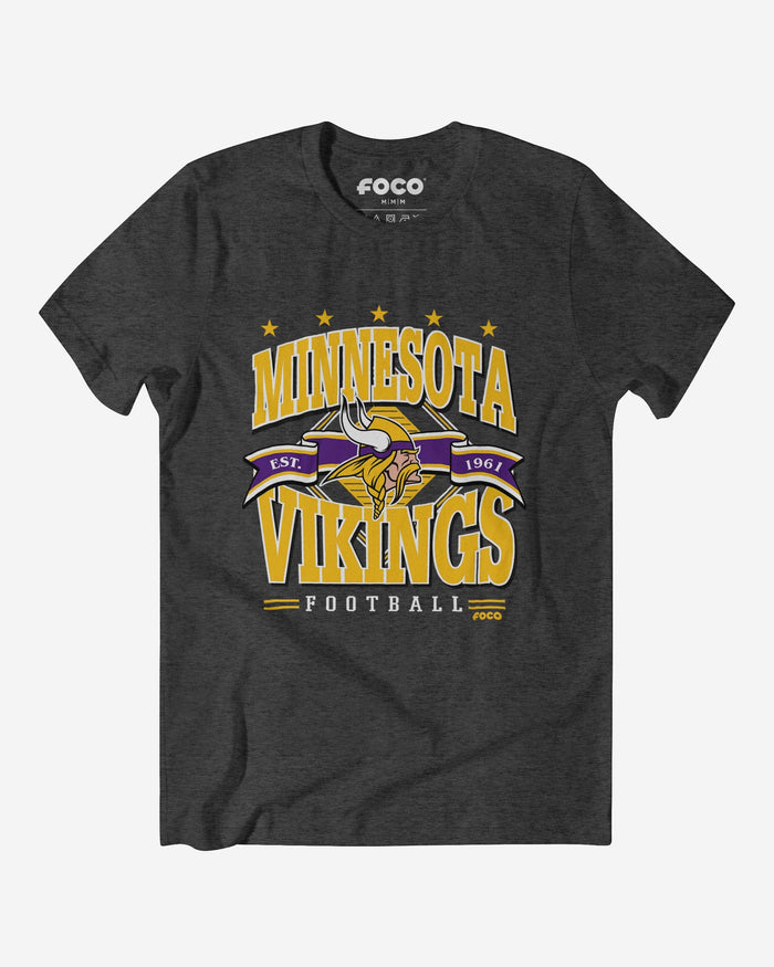 Minnesota Vikings Established Banner T-Shirt FOCO Dark Grey Heather S - FOCO.com