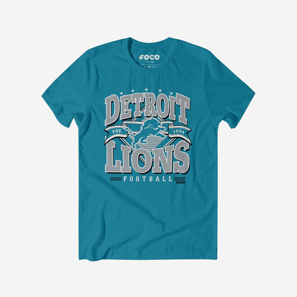 Detroit Lions Established Banner T-Shirt FOCO Neon Blue S - FOCO.com