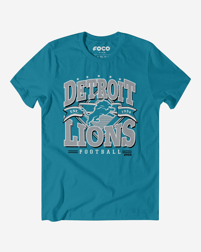 Detroit Lions Established Banner T-Shirt FOCO Neon Blue S - FOCO.com