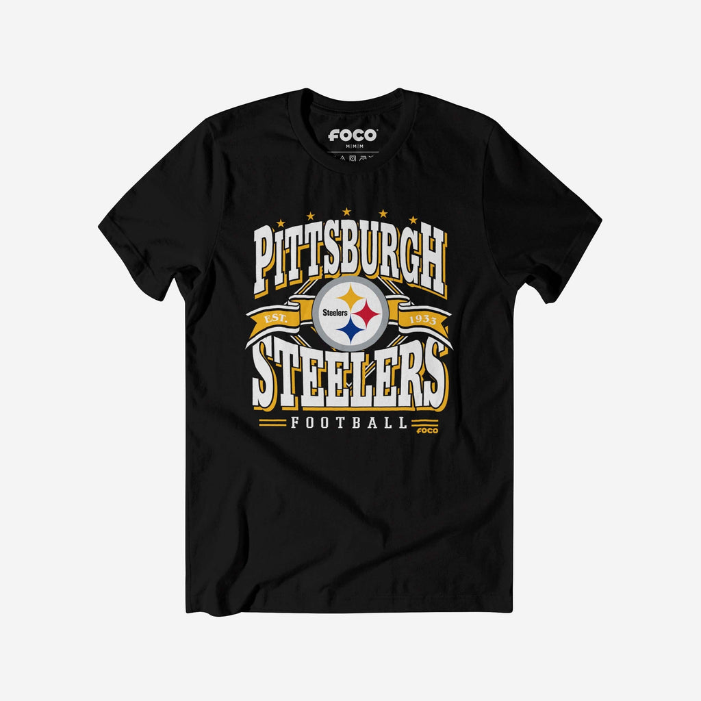 Pittsburgh Steelers Established Banner T-Shirt FOCO Black S - FOCO.com
