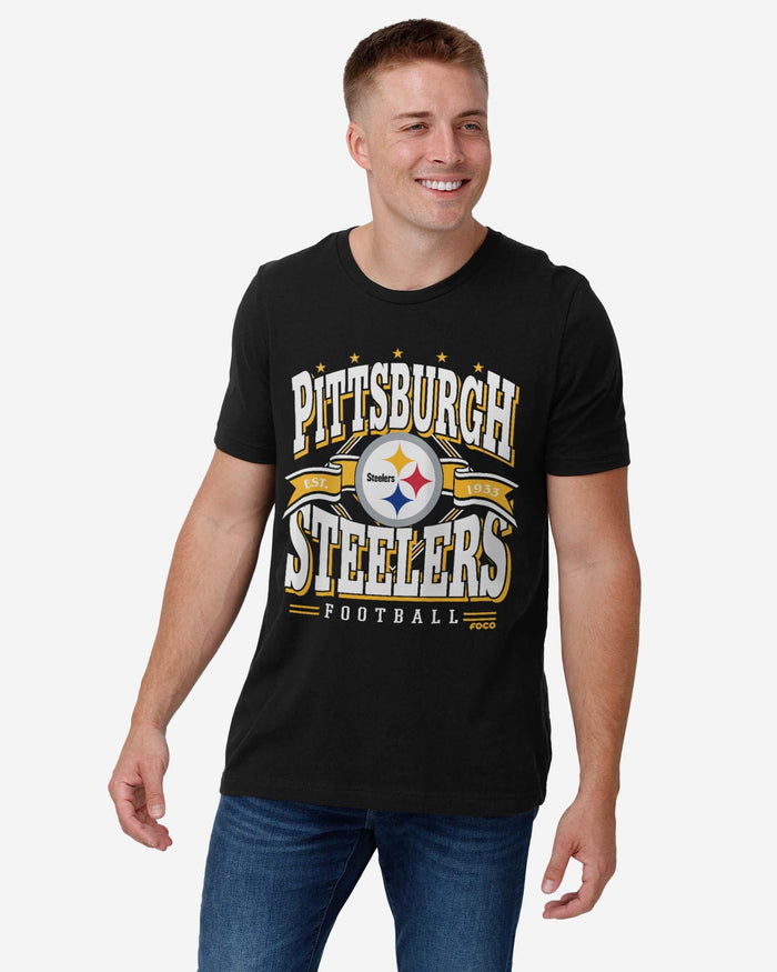 Pittsburgh Steelers Established Banner T-Shirt FOCO - FOCO.com