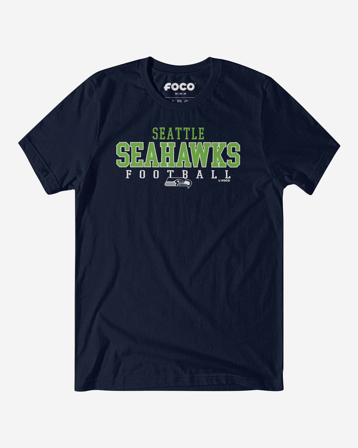 Seattle Seahawks Football Wordmark T-Shirt FOCO Navy S - FOCO.com