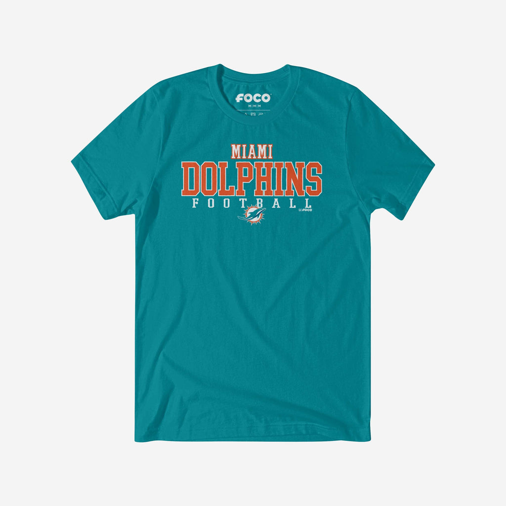 Miami Dolphins Football Wordmark T-Shirt FOCO Team Aqua S - FOCO.com