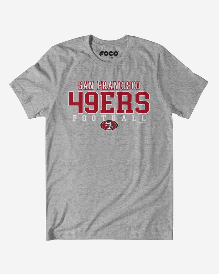 San Francisco 49ers Football Wordmark T-Shirt FOCO Athletic Heather S - FOCO.com