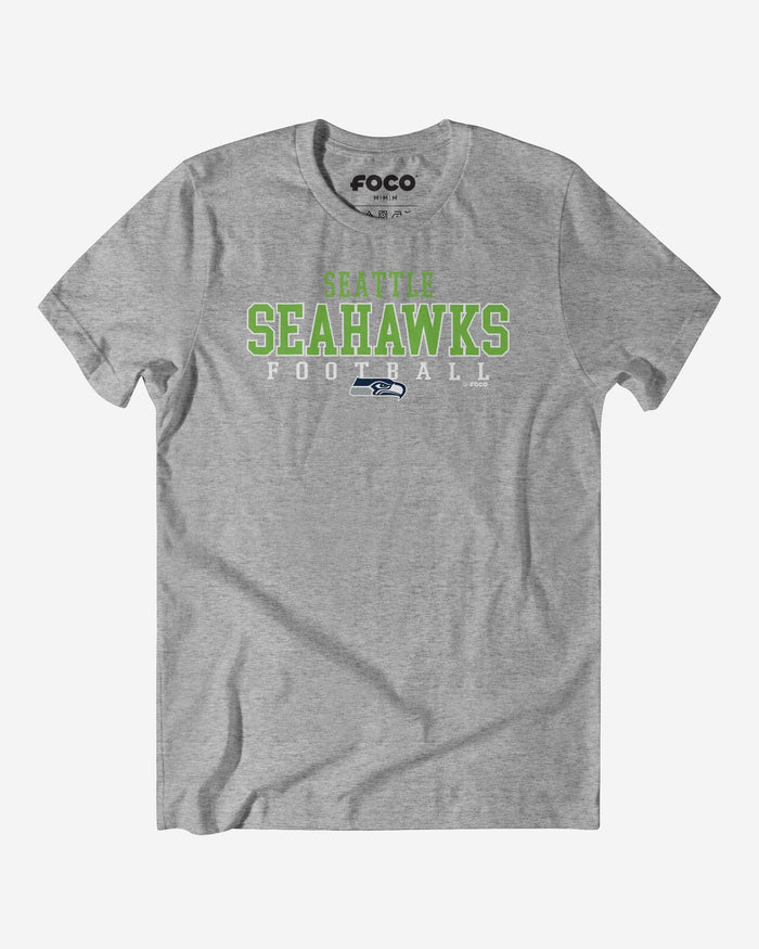 Seattle Seahawks Football Wordmark T-Shirt FOCO Athletic Heather S - FOCO.com