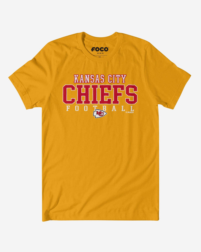 Kansas City Chiefs Football Wordmark T-Shirt FOCO Gold S - FOCO.com