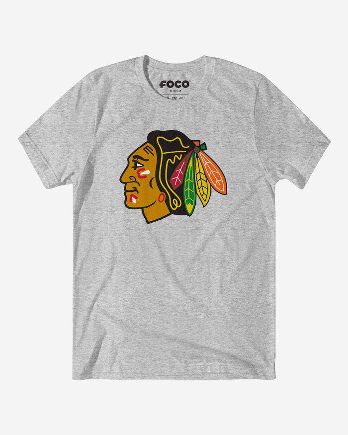 Chicago Blackhawks Primary Logo T-Shirt FOCO Athletic Heather S - FOCO.com