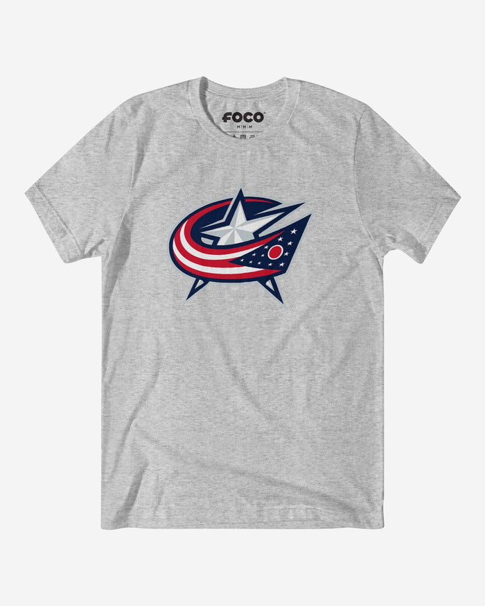 Columbus Blue Jackets Primary Logo T-Shirt FOCO Athletic Heather S - FOCO.com