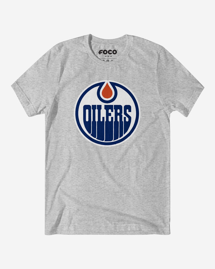 Edmonton Oilers Primary Logo T-Shirt FOCO Athletic Heather S - FOCO.com