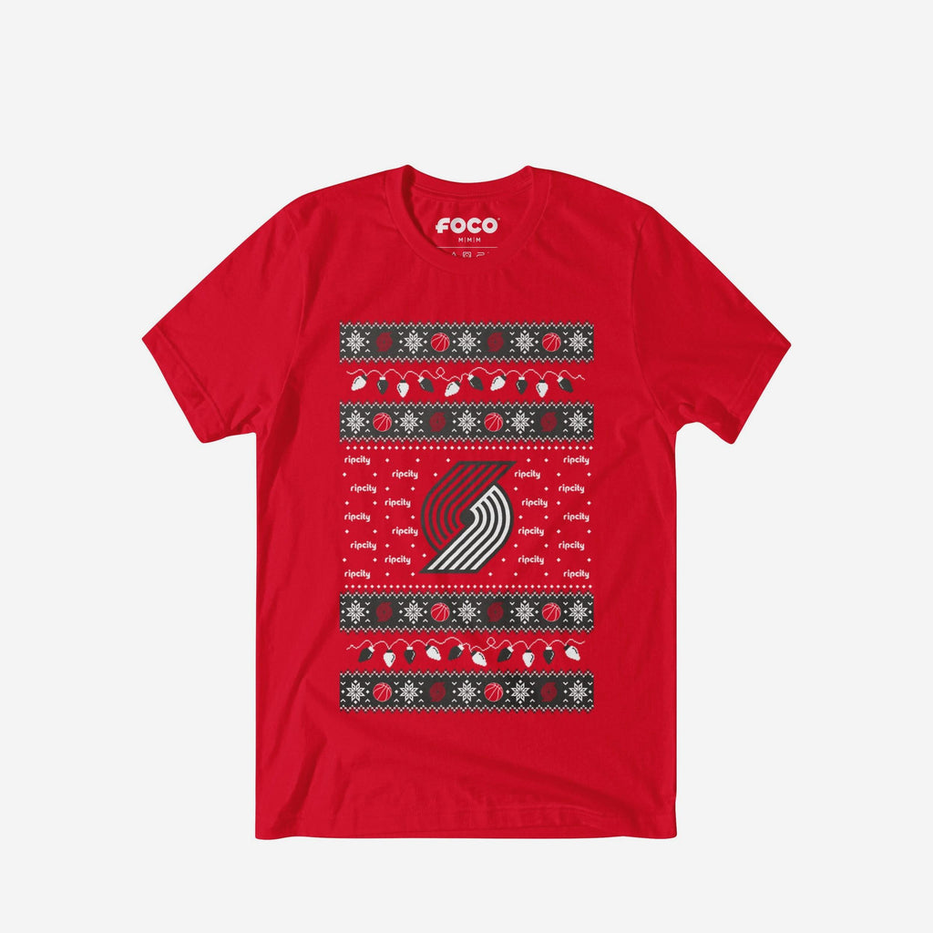 Portland Trail Blazers Holiday Lights Sweater T-Shirt FOCO S - FOCO.com