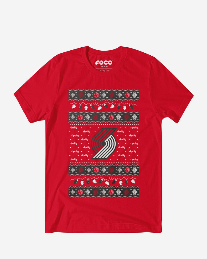 Portland Trail Blazers Holiday Lights Sweater T-Shirt FOCO S - FOCO.com