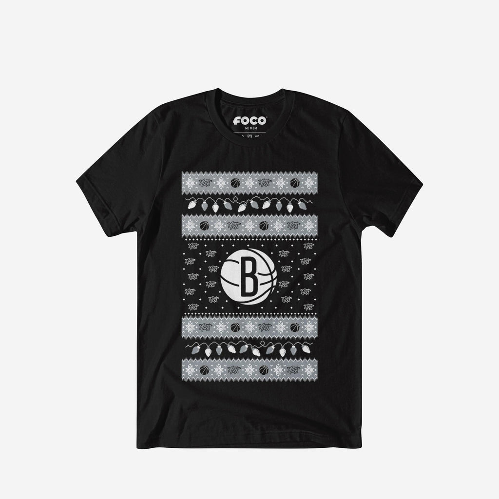 Brooklyn Nets Holiday Lights Sweater T-Shirt FOCO S - FOCO.com