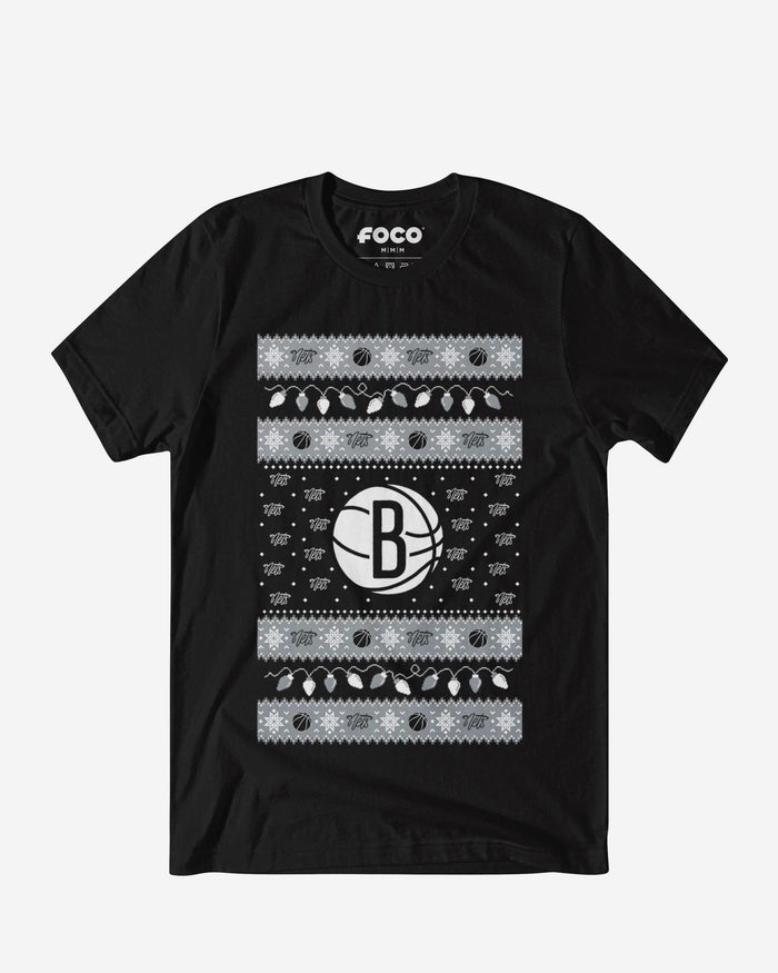 Brooklyn Nets Holiday Lights Sweater T-Shirt FOCO S - FOCO.com