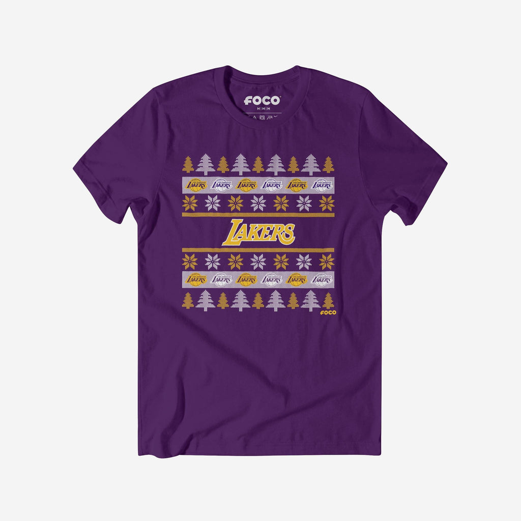 Los Angeles Lakers Holiday Sweater T-Shirt FOCO Team Purple S - FOCO.com