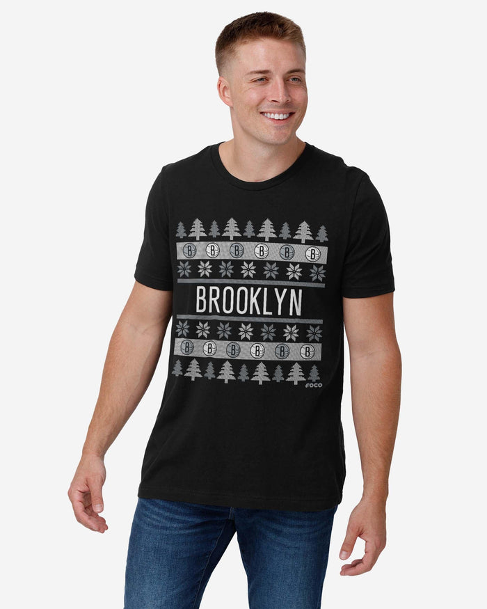 Brooklyn Nets Holiday Sweater T-Shirt FOCO - FOCO.com