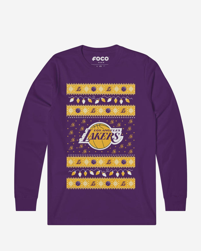 Los Angeles Lakers Holiday Lights Sweater Long Sleeve T-Shirt FOCO S - FOCO.com