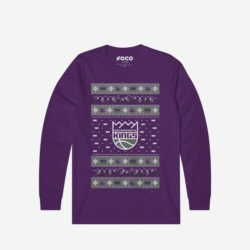 Sacramento Kings Holiday Lights Sweater Long Sleeve T-Shirt FOCO S - FOCO.com