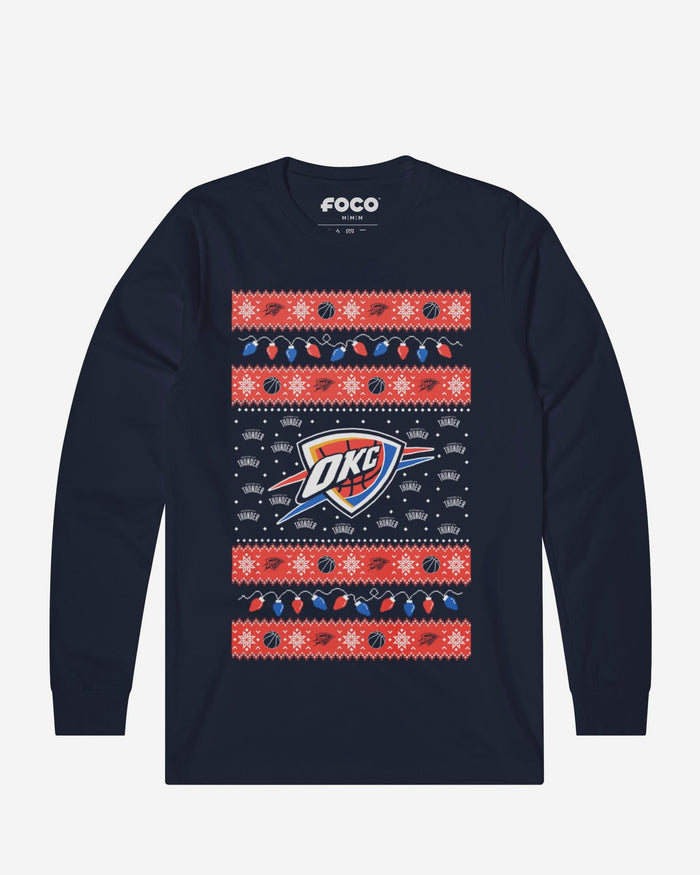 Oklahoma City Thunder Holiday Lights Sweater Long Sleeve T-Shirt FOCO S - FOCO.com