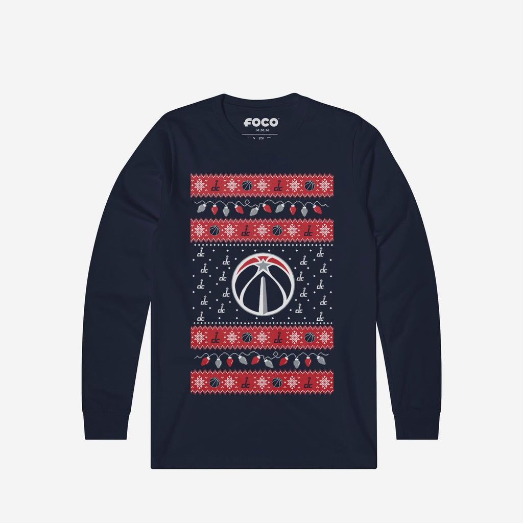 Washington Wizards Holiday Lights Sweater Long Sleeve T-Shirt FOCO S - FOCO.com