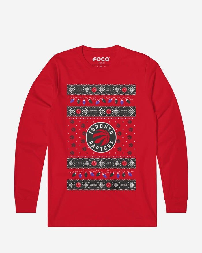 Toronto Raptors Holiday Lights Sweater Long Sleeve T-Shirt FOCO S - FOCO.com