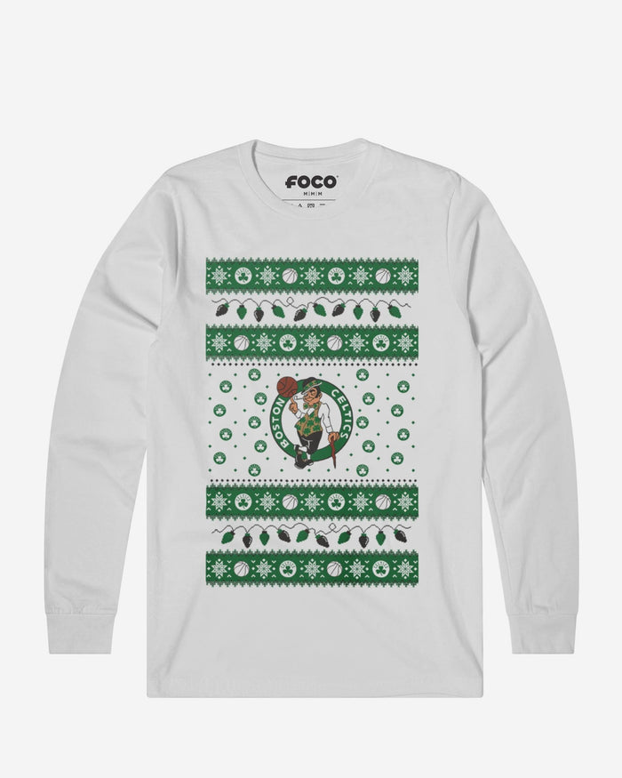 Boston Celtics Holiday Lights Sweater Long Sleeve T-Shirt FOCO S - FOCO.com