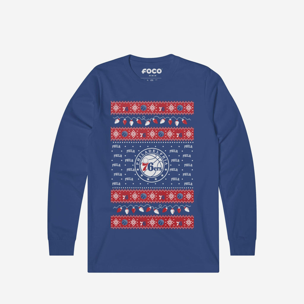 Philadelphia 76ers Holiday Lights Sweater Long Sleeve T-Shirt FOCO S - FOCO.com