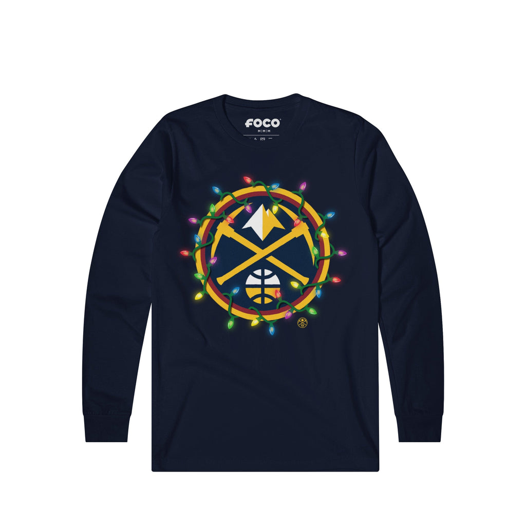 Denver Nuggets Primary Logo Holiday Lights Long Sleeve T-Shirt