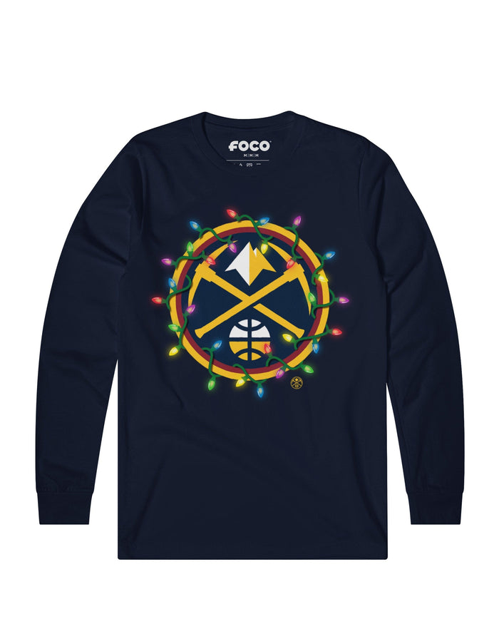 Denver Nuggets Primary Logo Holiday Lights Long Sleeve T-Shirt