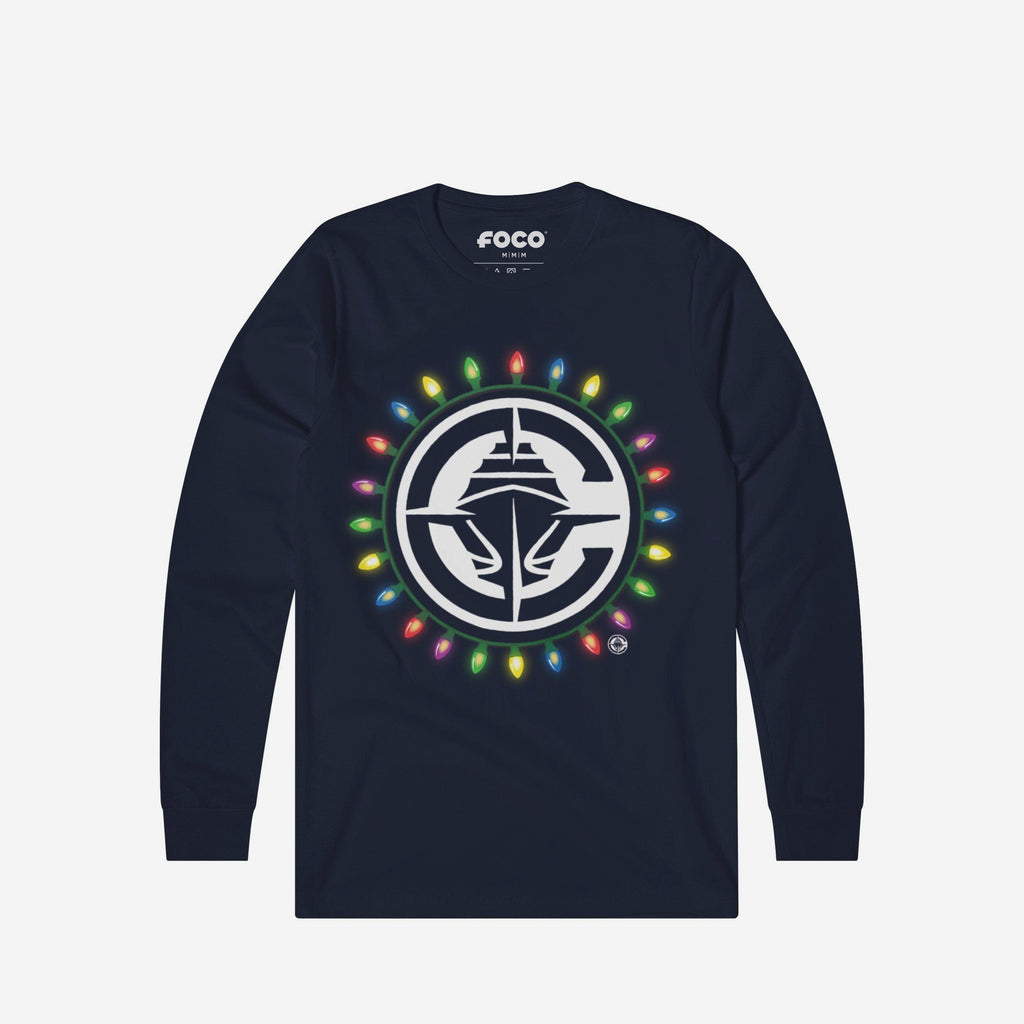Los Angeles Clippers Primary Logo Holiday Lights Long Sleeve T-Shirt FOCO S - FOCO.com