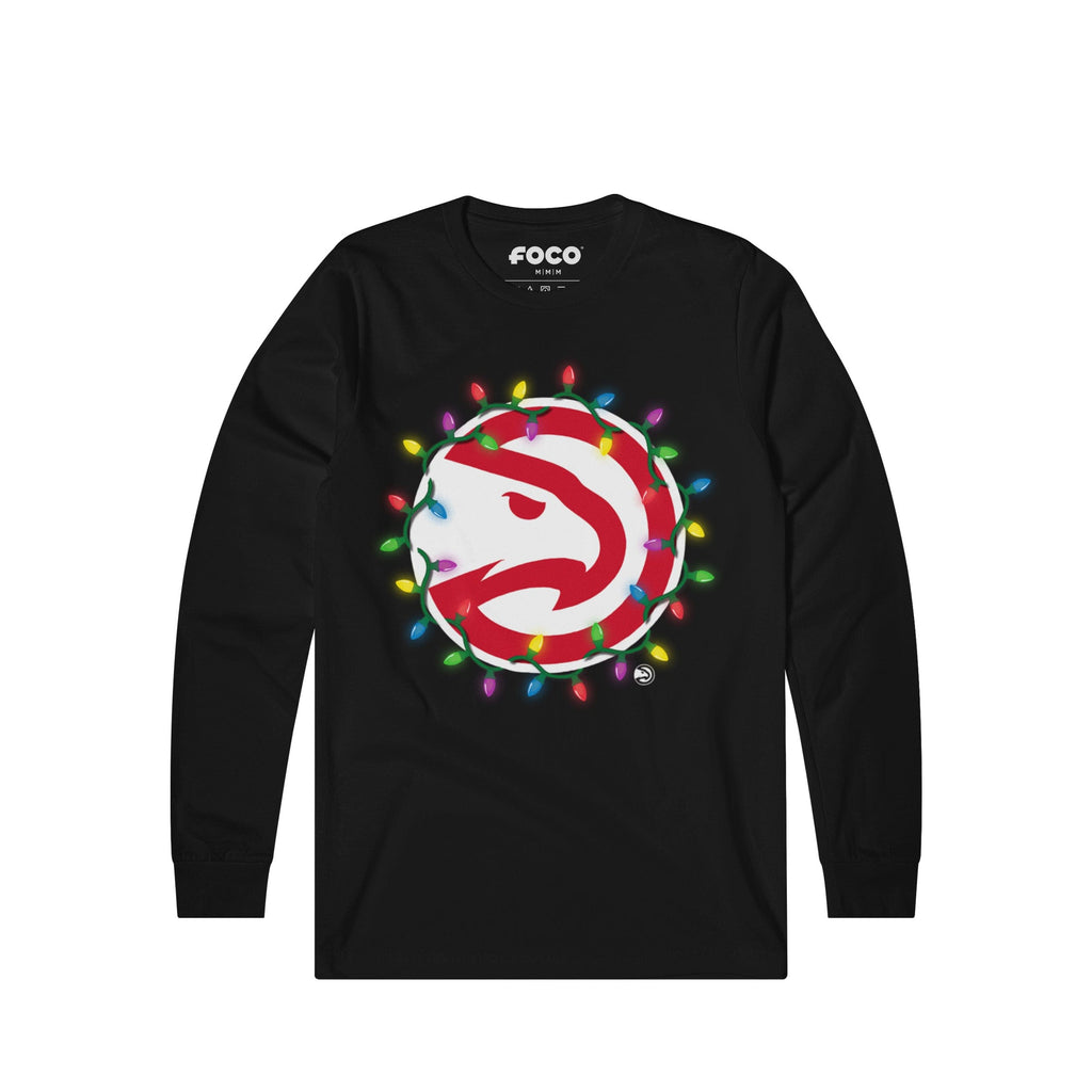 Atlanta Hawks Primary Logo Holiday Lights Long Sleeve T-Shirt