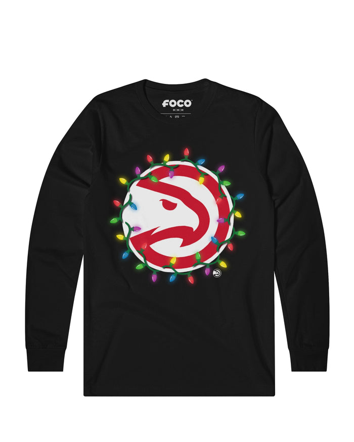 Atlanta Hawks Primary Logo Holiday Lights Long Sleeve T-Shirt