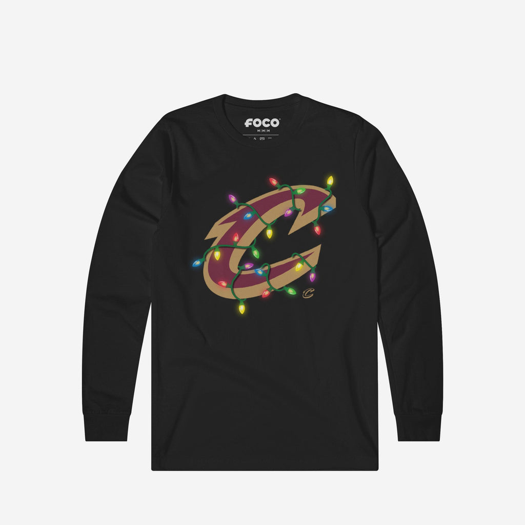 Cleveland Cavaliers Primary Logo Holiday Lights Long Sleeve T-Shirt FOCO S - FOCO.com