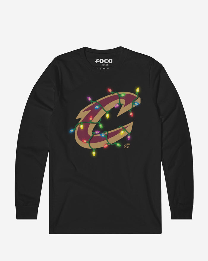Cleveland Cavaliers Primary Logo Holiday Lights Long Sleeve T-Shirt FOCO S - FOCO.com