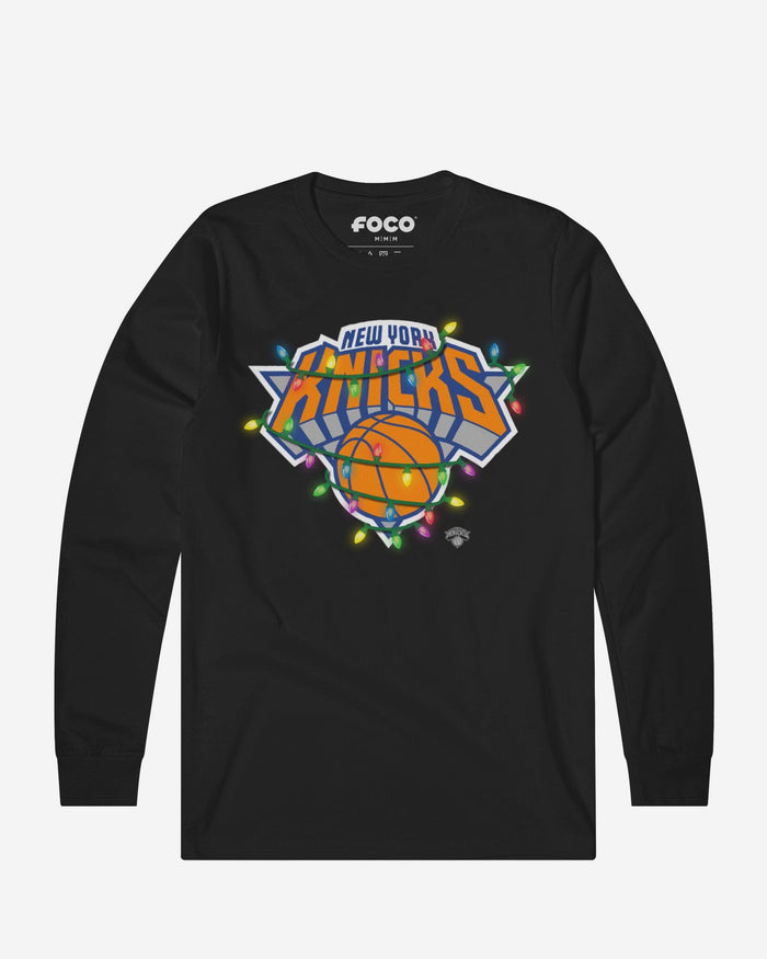 New York Knicks Primary Logo Holiday Lights Long Sleeve T-Shirt FOCO S - FOCO.com