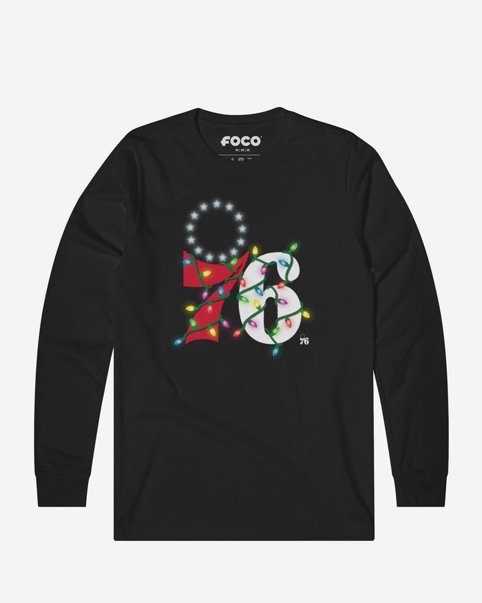 Philadelphia 76ers Primary Logo Holiday Lights Long Sleeve T-Shirt