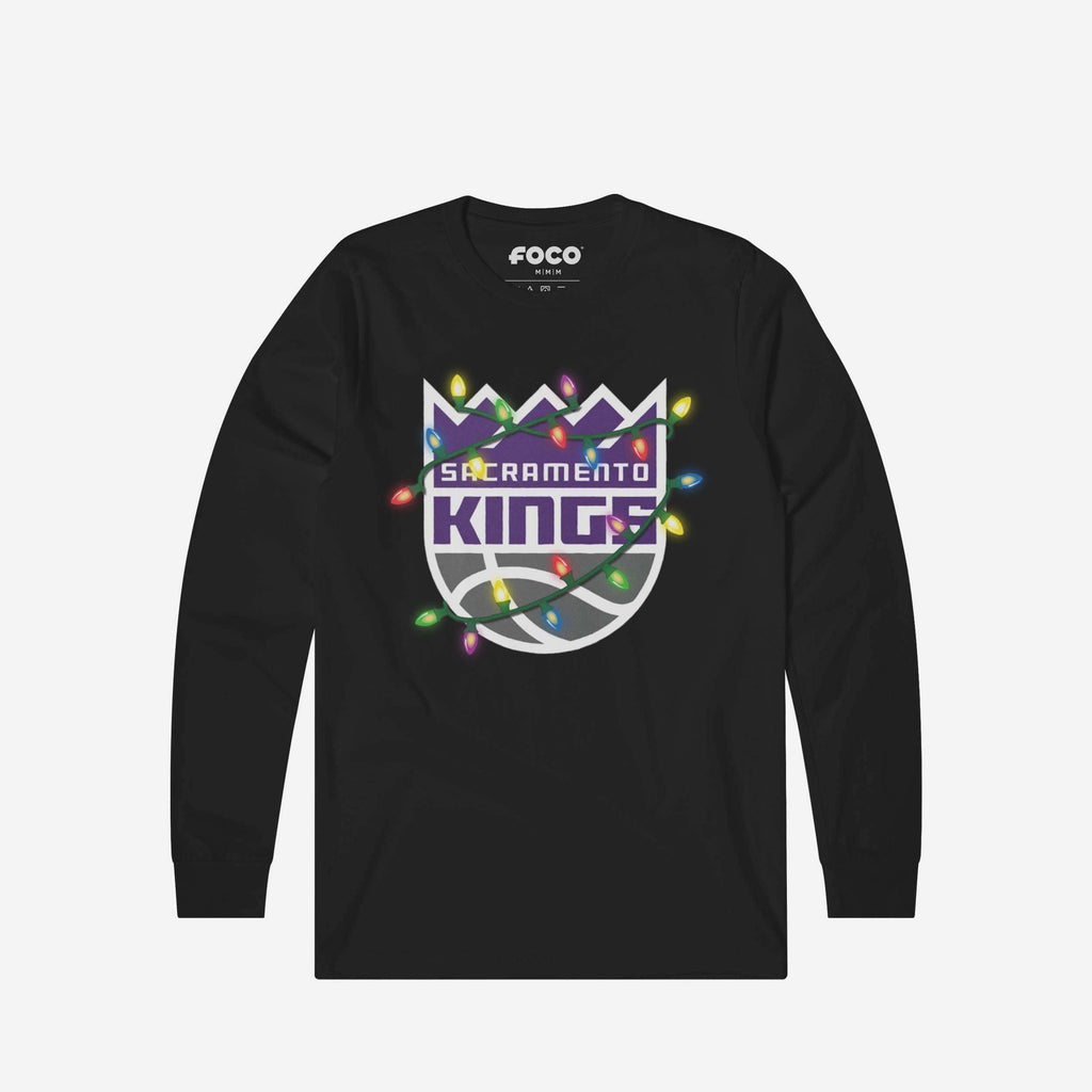 Sacramento Kings Primary Logo Holiday Lights Long Sleeve T-Shirt