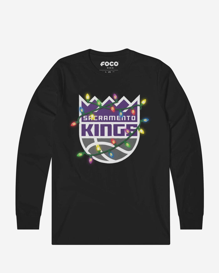 Sacramento Kings Primary Logo Holiday Lights Long Sleeve T-Shirt