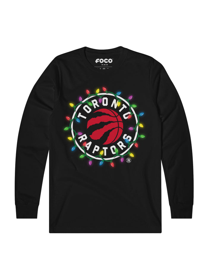 Toronto Raptors Primary Logo Holiday Lights Long Sleeve T-Shirt