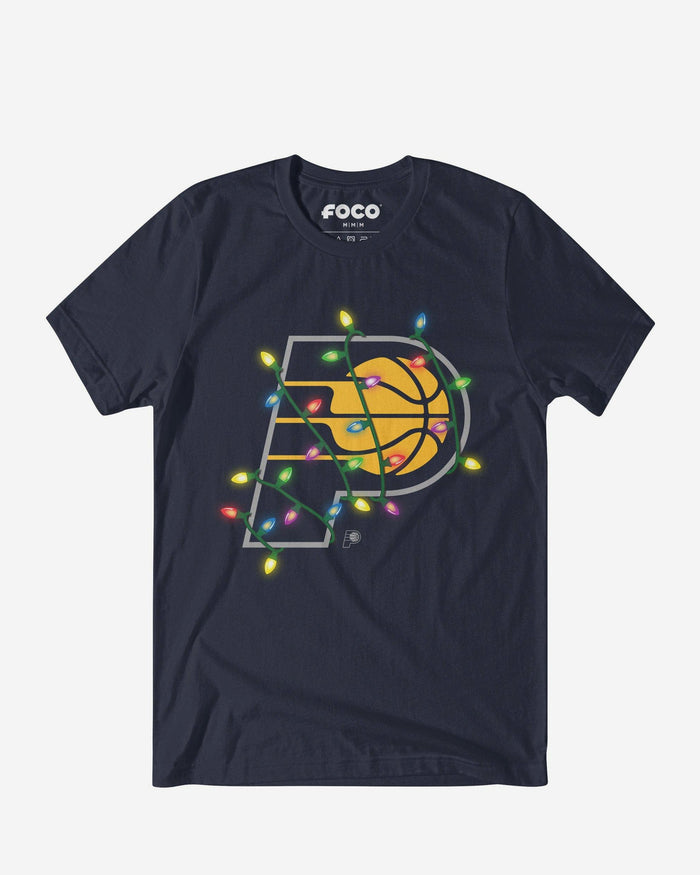 Indiana Pacers Primary Logo Holiday Lights T-Shirt FOCO S - FOCO.com