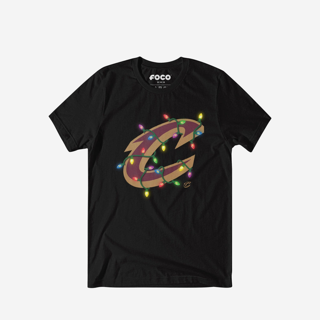 Cleveland Cavaliers Primary Logo Holiday Lights T-Shirt FOCO S - FOCO.com
