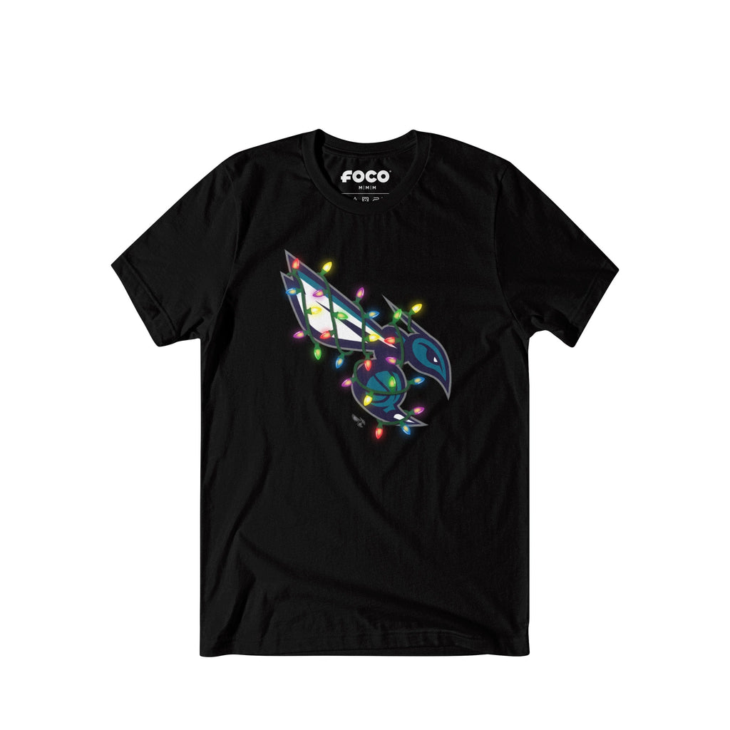 Charlotte Hornets Primary Logo Holiday Lights T-Shirt