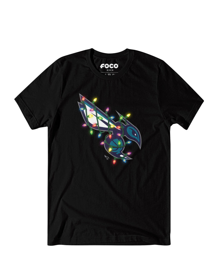 Charlotte Hornets Primary Logo Holiday Lights T-Shirt