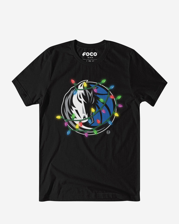 Dallas Mavericks Primary Logo Holiday Lights T-Shirt FOCO S - FOCO.com