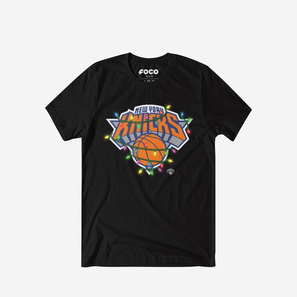 New York Knicks Primary Logo Holiday Lights T-Shirt FOCO S - FOCO.com