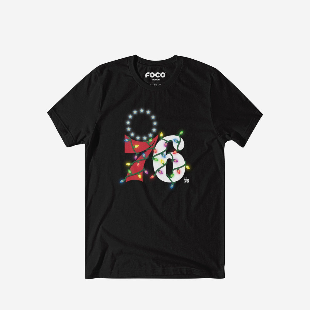 Philadelphia 76ers Primary Logo Holiday Lights T-Shirt