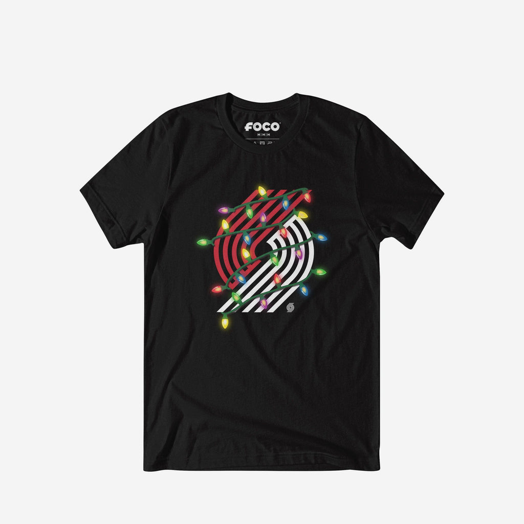 Portland Trail Blazers Primary Logo Holiday Lights T-Shirt