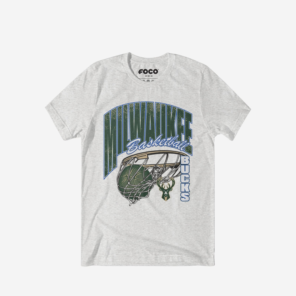 Milwaukee Bucks Script Swish T-Shirt FOCO S - FOCO.com