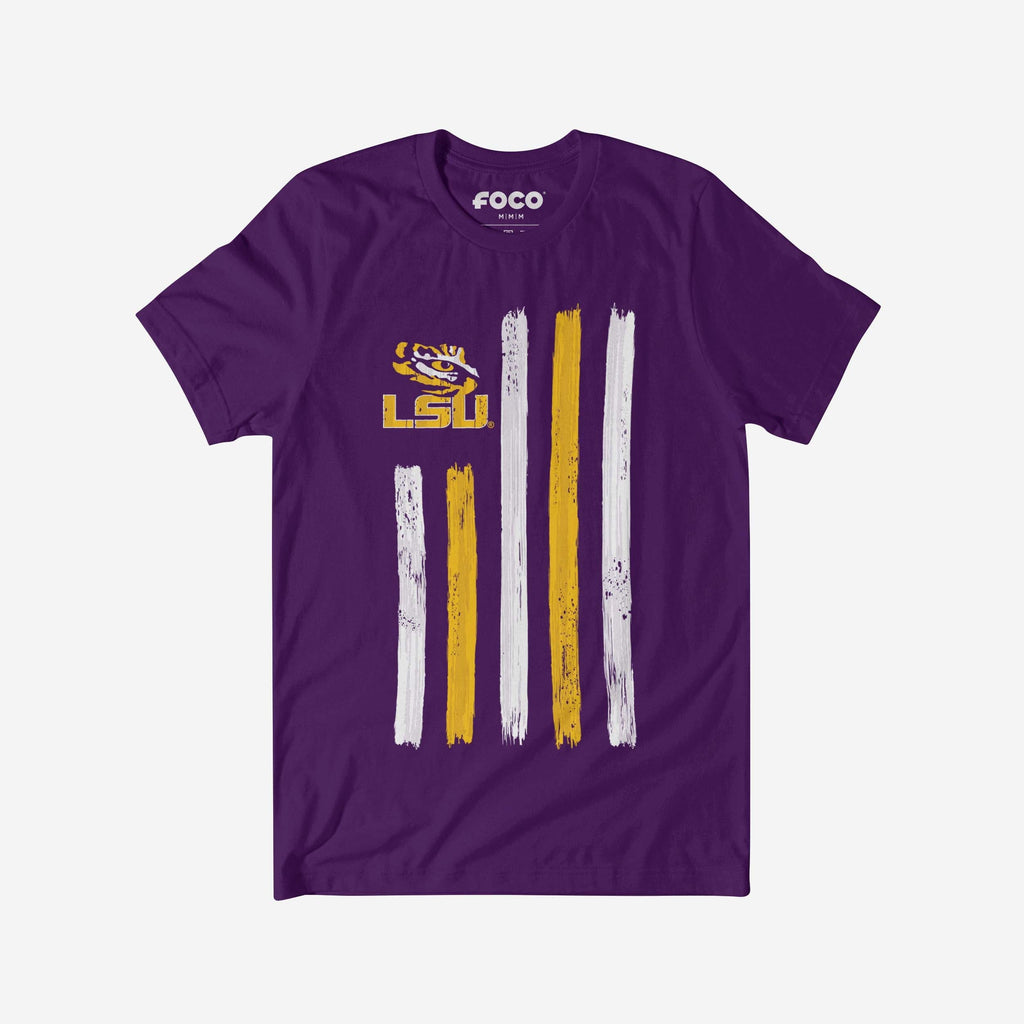 LSU Tigers Brushstroke Flag T-Shirt FOCO S - FOCO.com
