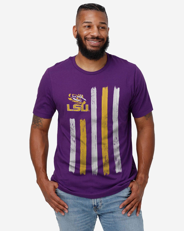 LSU Tigers Brushstroke Flag T-Shirt FOCO - FOCO.com