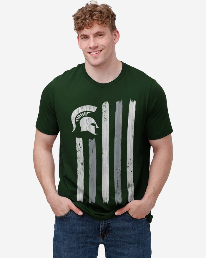 Michigan State Spartans Brushstroke Flag T-Shirt FOCO - FOCO.com